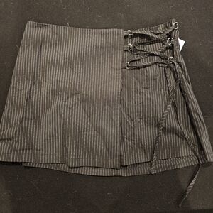 Pinstripe Laceup Miniskirt